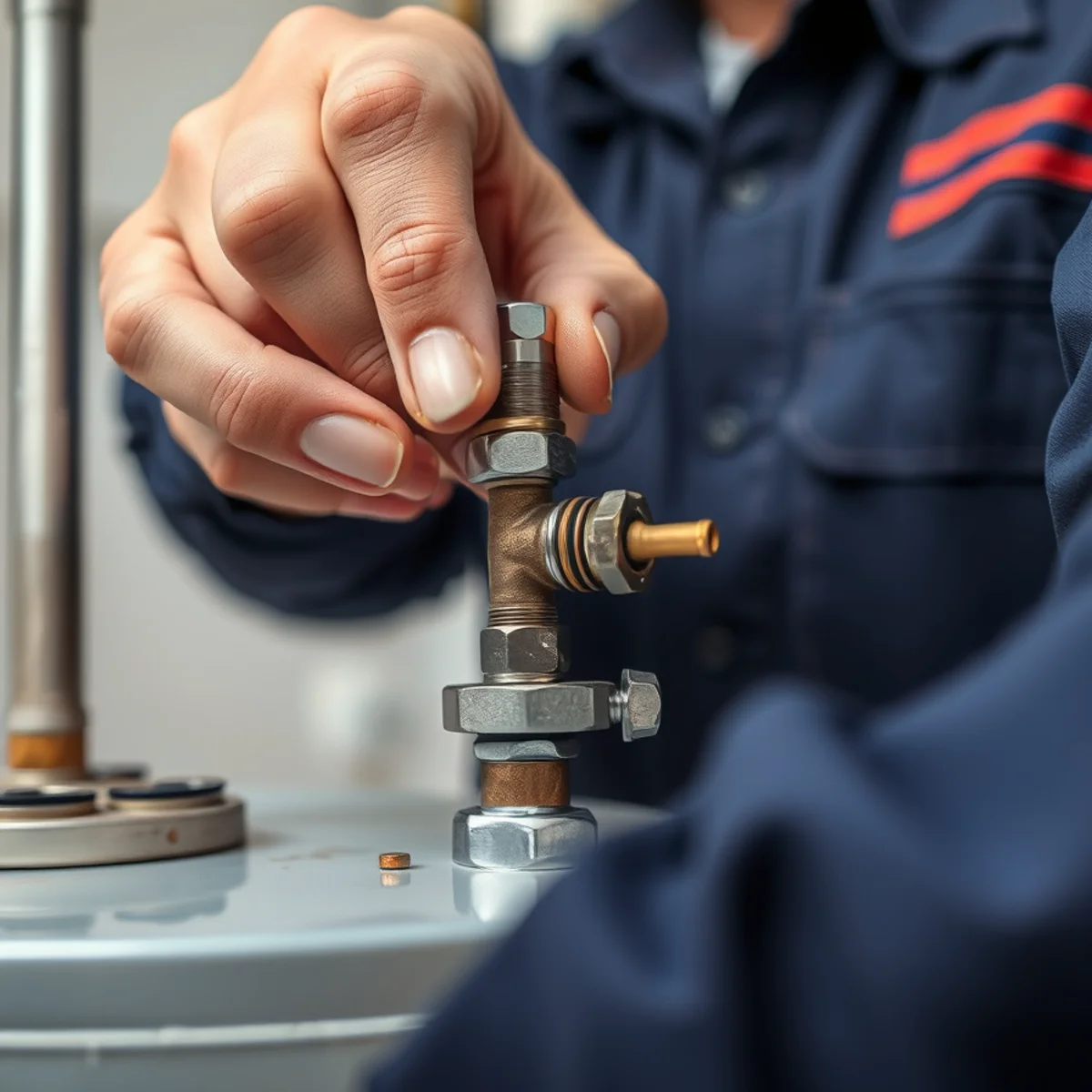 Inspecting a faulty thermocouple on a residential gas water heater
