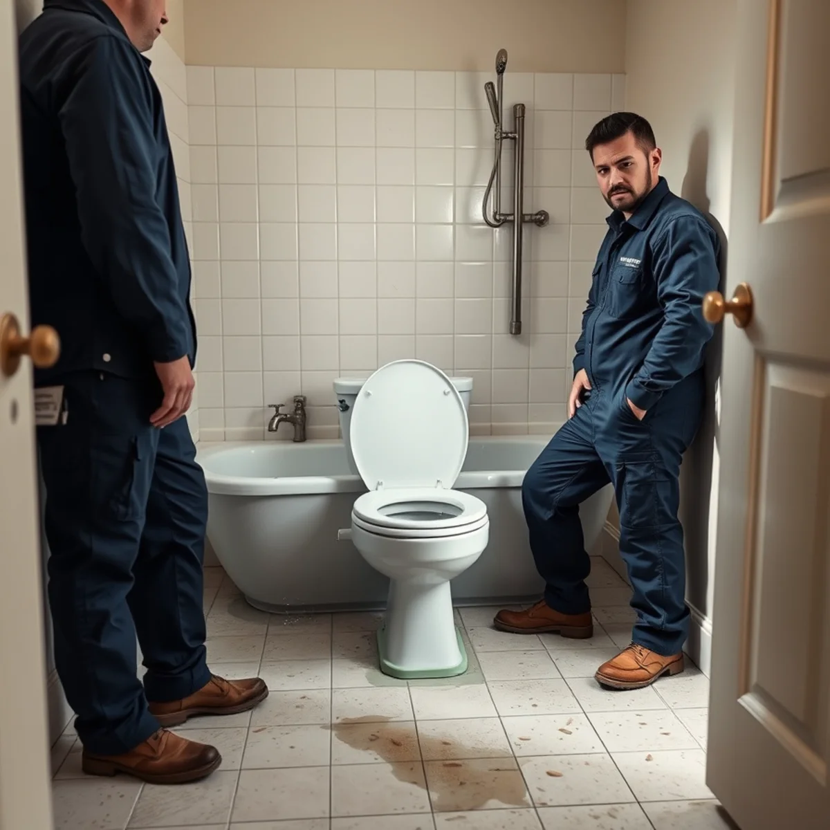 Multiple bathroom fixtures backing up at once, signaling a main sewer line issue
