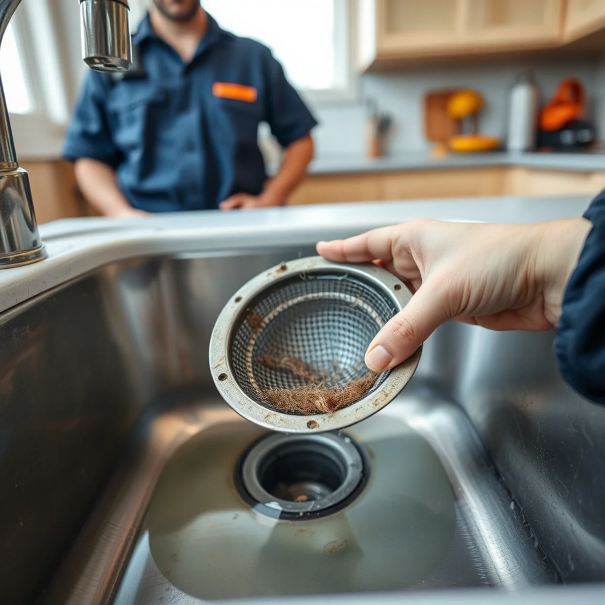 Plumber clearing a repeatedly clogged drain in an older Herkimer, NY home