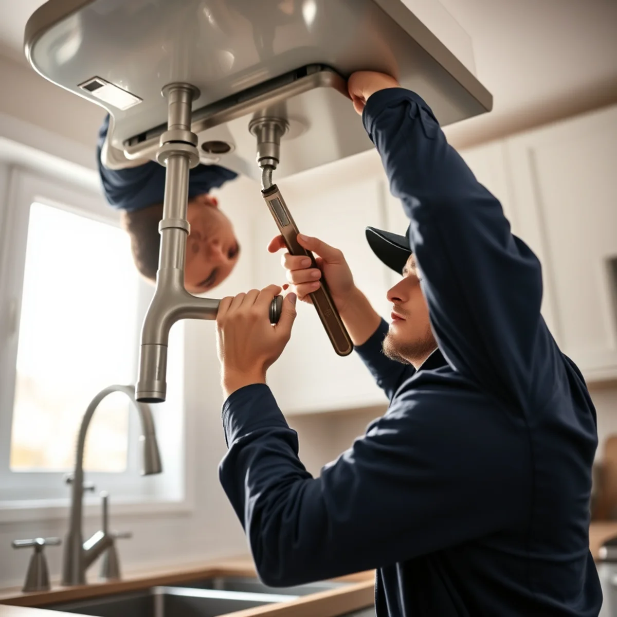 Roto Drains plumber repairing a kitchen faucet in a Herkimer, NY home
