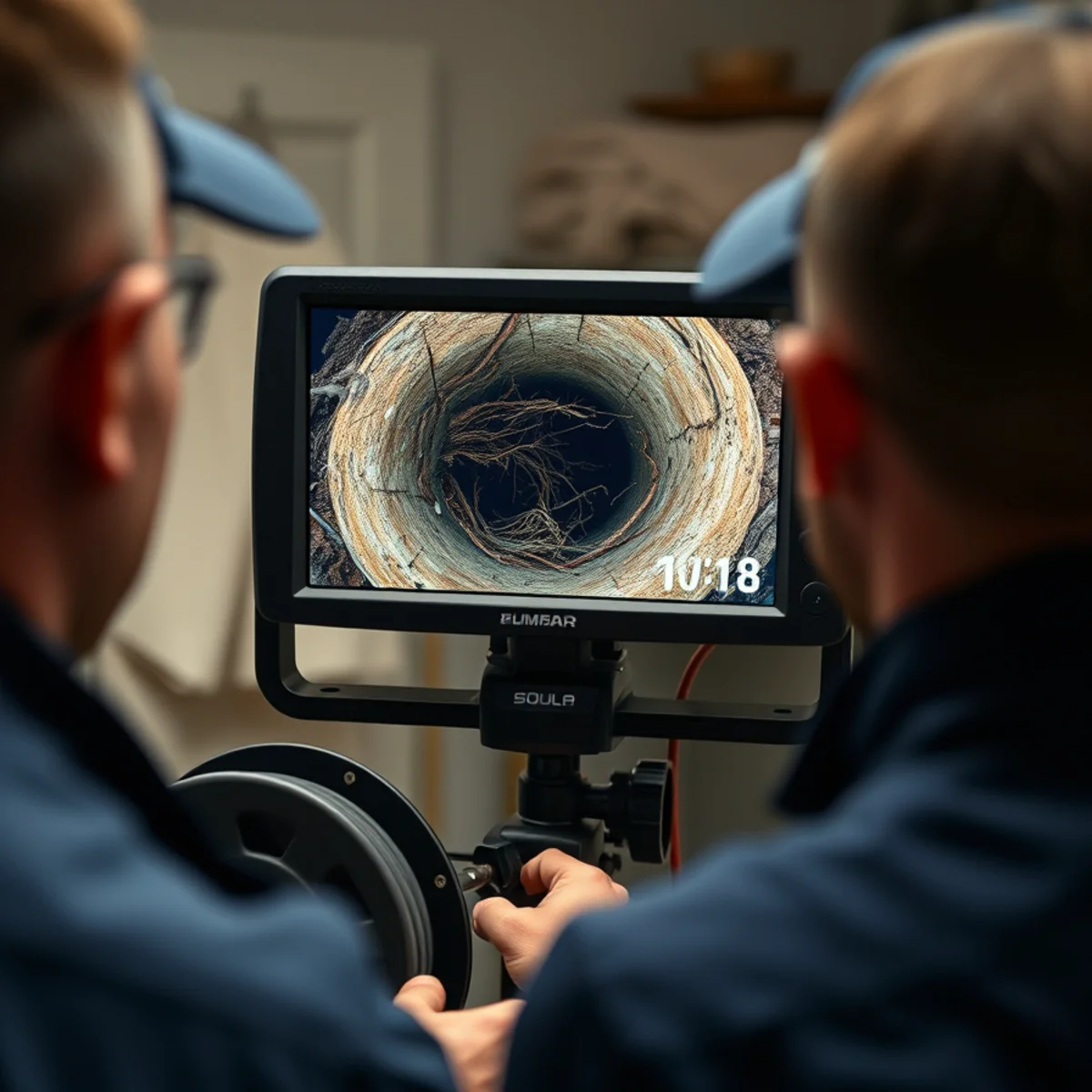 Roto Drains technician on a camera inspection job in Herkimer, NY