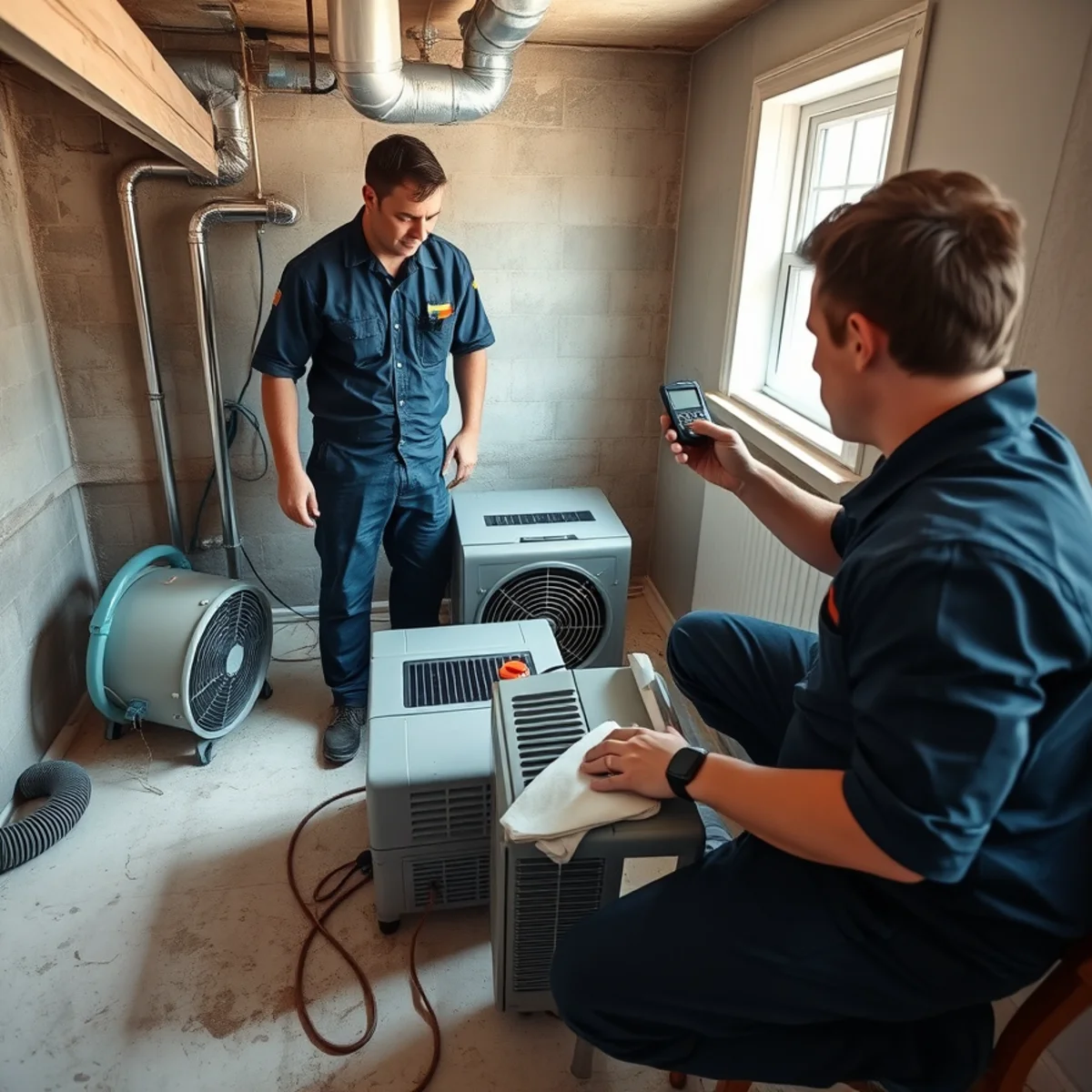 Roto Drains technician on a water restoration job in Herkimer, NY