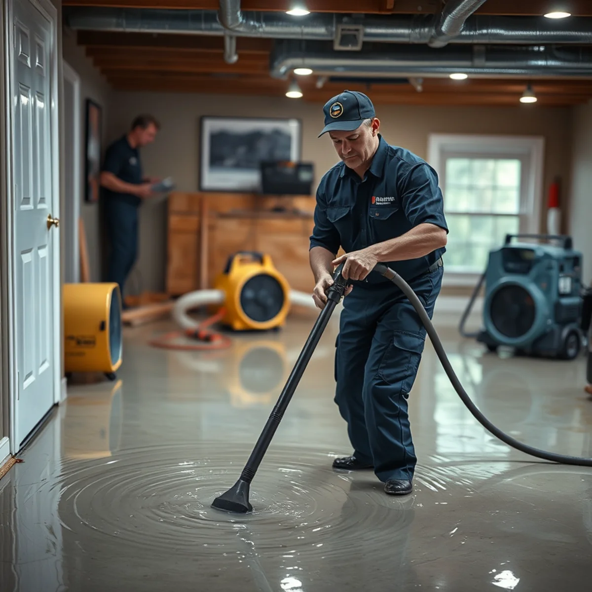 Roto Drains team performing water cleanup after a burst pipe in a Herkimer, NY home